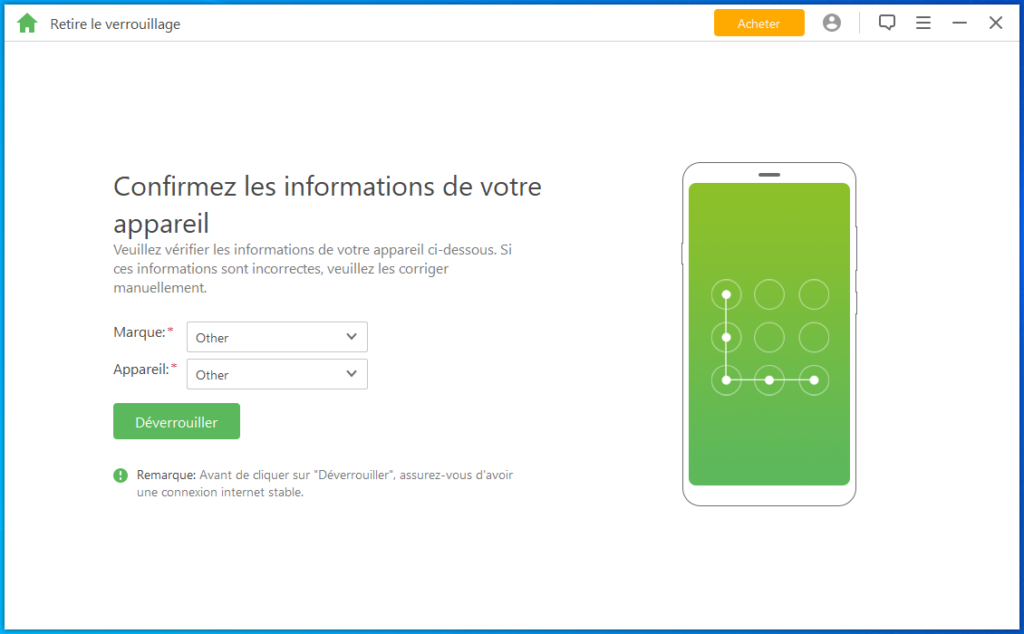 Image 9 : Supprimer l’écran de verrouillage et la protection FRP sur Android avec iMyFone LockWiper (Android)